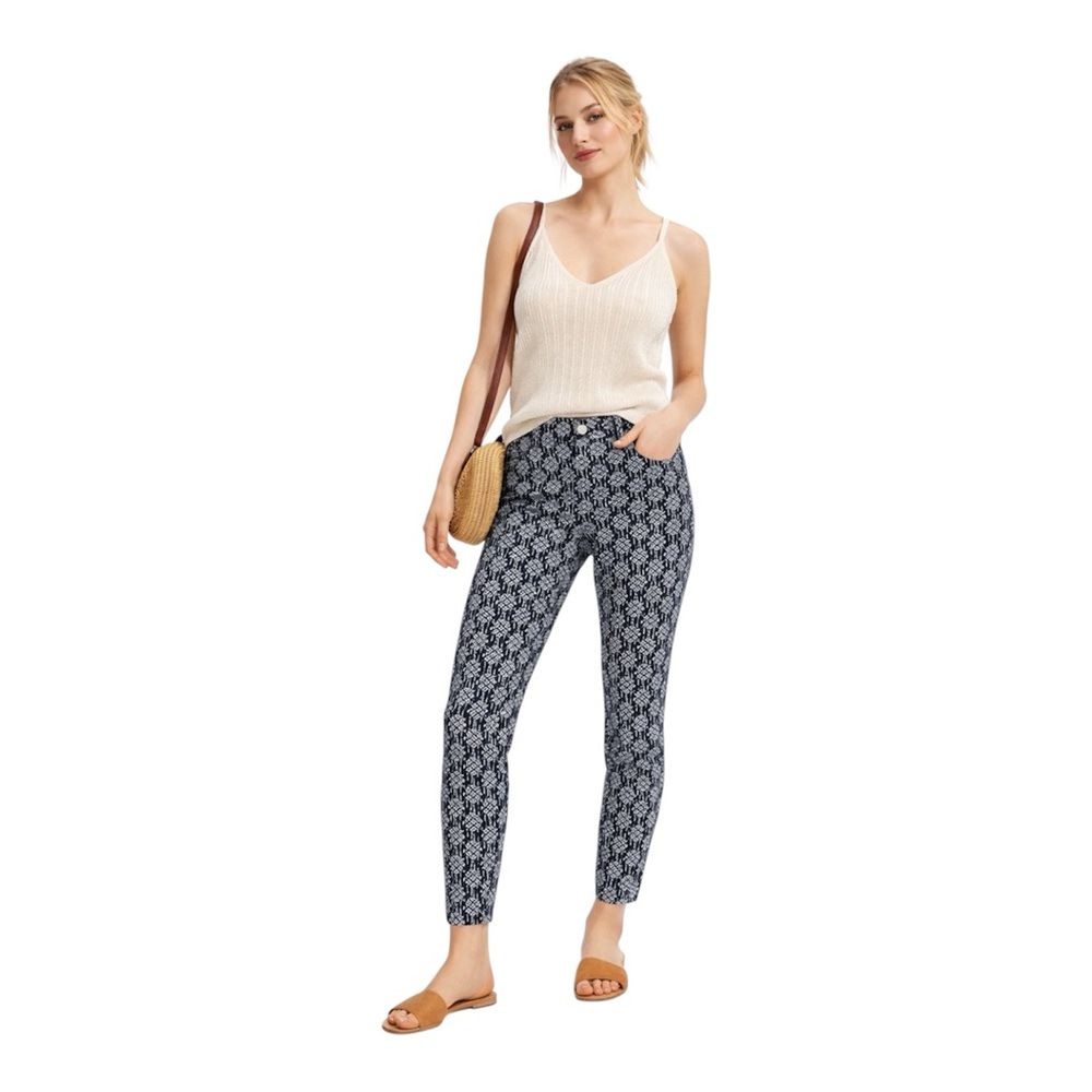 Anthropologie Pilcro Serif Skinny blue White Stretch Size 30 geometric ankle